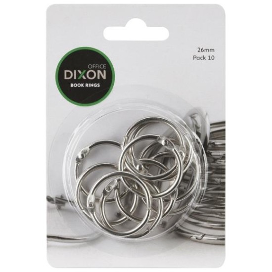 DIXON BOOK RINGS 26MM 10 PACK