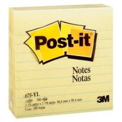 Post-it Lined Notes 675-YL 101x101mm Yellow 300sh
