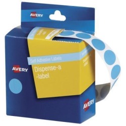 AVERY LABEL DISPENSER DMC14LB LIGHT BLUE ROUND 14MM 1050 PK