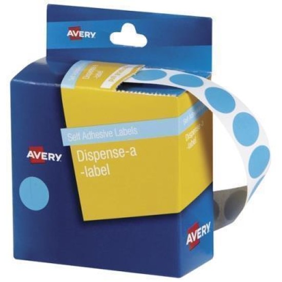 AVERY LABEL DISPENSER DMC14LB LIGHT BLUE ROUND 14MM 1050 PK