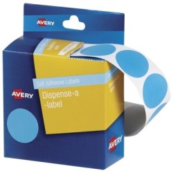 AVERY LABEL DISPENSER DMC24LB LIGHT BLUE ROUND 24MM 500 PACK