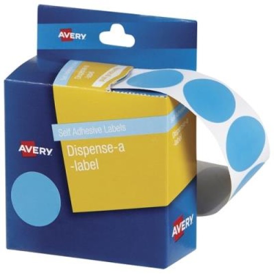 AVERY LABEL DISPENSER DMC24LB LIGHT BLUE ROUND 24MM 500 PACK