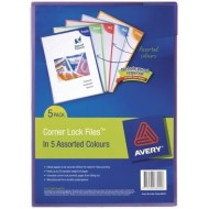 AVERY COLOUR LOCK FILES A4 ASSORTED PACK 5