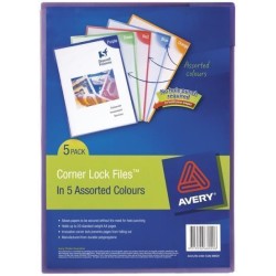 AVERY COLOUR LOCK FILES A4 ASSORTED PACK 5