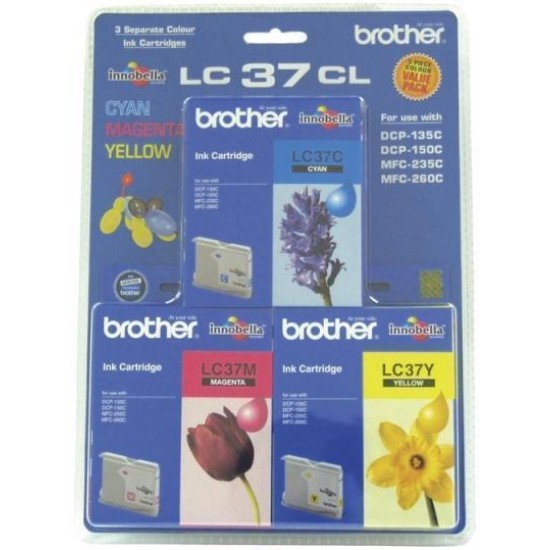 Brother lc37cl3pk 3x ink cartridges colour