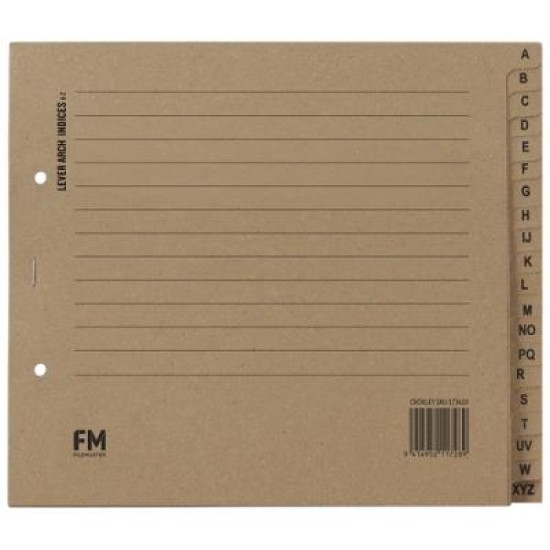 FM LEVER ARCH INDICES A-Z KRAFT 225X195MM