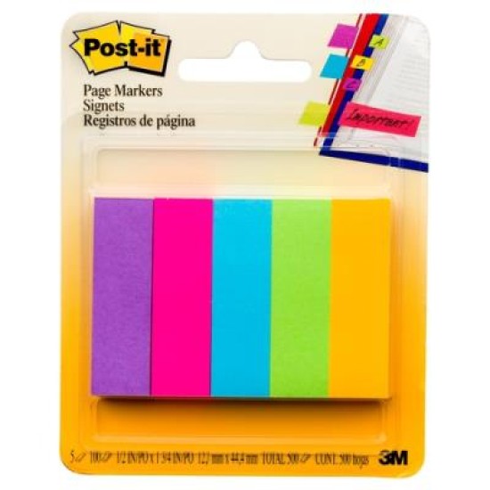 Post-it Page Markers 670-5AU 12x44mm Floral Fantasy (Jaipur), Pack of 5
