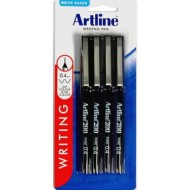 ARTLINE 200 FINELINE 0.4MM 4PK BLACK HS