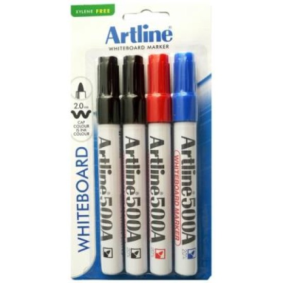 ARTLINE 500A WHITEBOARD MKR 4PK ASST HS