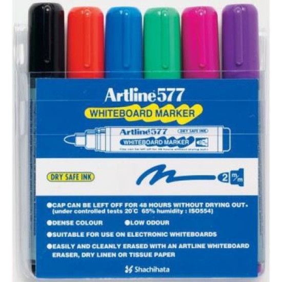 ARTLINE 577 WHITEBOARD MKR ASST (WALLET 6)