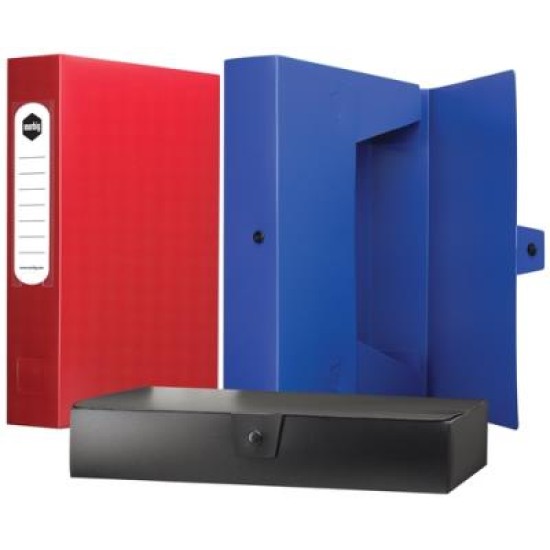 MARBIG BOX FILE PP WHITEBOARD BUTTON BLK 60MM