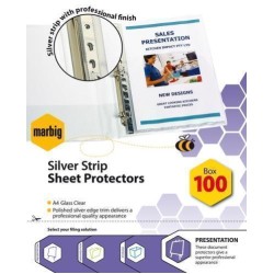 MARBIG SHEETPROTECTORS SILVER EDGE A4 100BX
