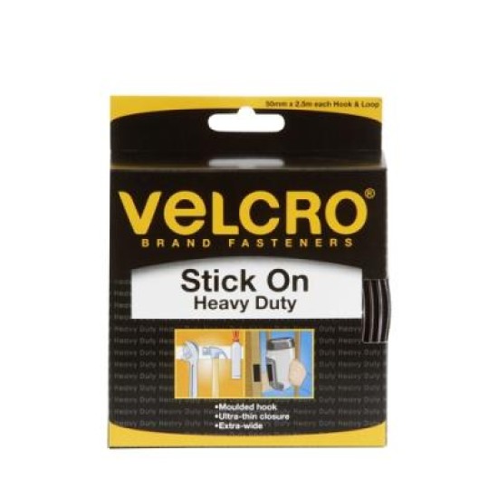 VELCRO HD TAPE H&L 50MMX2.5M BLK HANGSELL