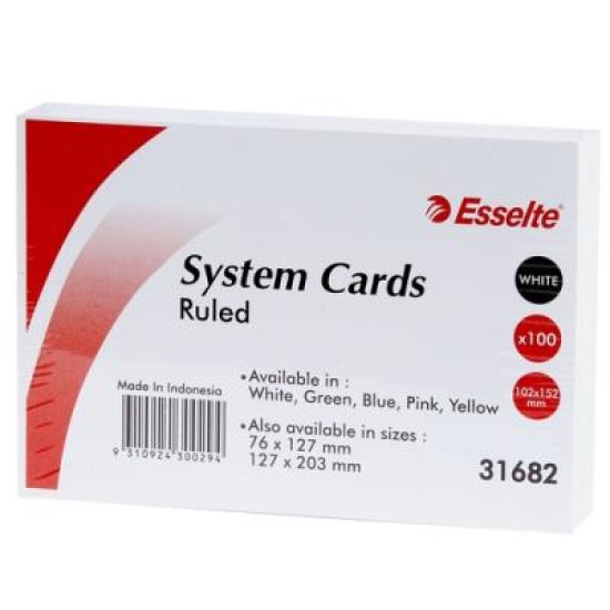 ESSELTE SYS CRDS 152X102MM(6X4)WHT 