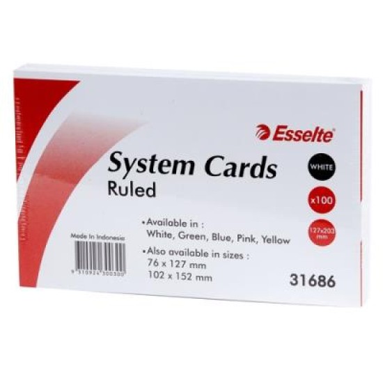 ESSELTE SYS CRDS 203X127MM(8X5)WHT 