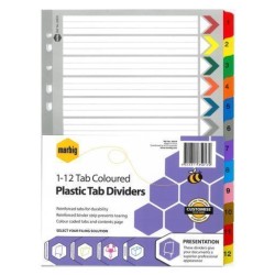 INDICES A4 MYLAR 1-12 COLOURED INDICES A4 MYLAR 1-12 COLOURED