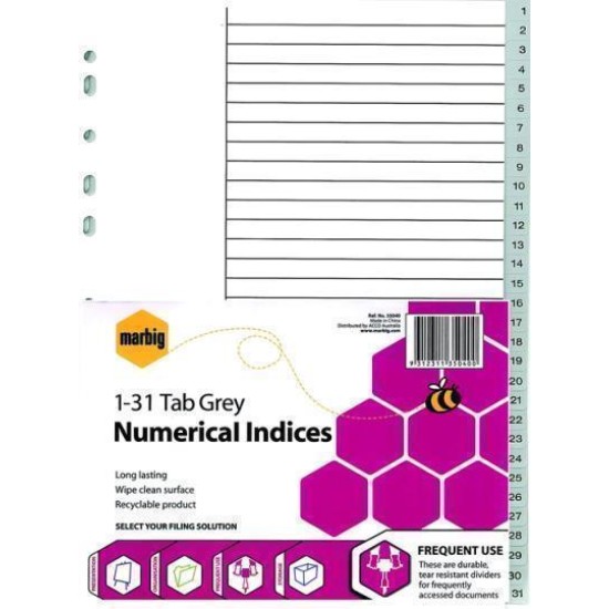 MARBIG INDICES GREY PP A4 1-31TAB