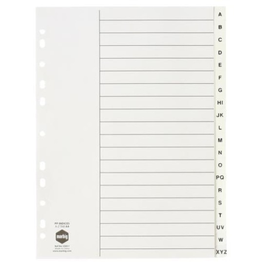 MARBIG INDICES WHITE PP A4 A-ZTAB