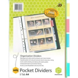 MARBIG DIVIDERS CLR POCKETS PP A4 5TAB