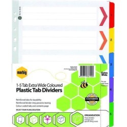 MARBIG INDICES A4 MYLAR 1-5 COLOURED EXTRA WIDE MARBIG INDICES A4 MYLAR 1-5 COLOURED EXTRA WIDE