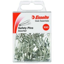 ESSELTE SAFETY PINS ASSORTED PK60