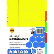 MARBIG DIVIDERS BRIGHTS MNLLA A4 5 TAB