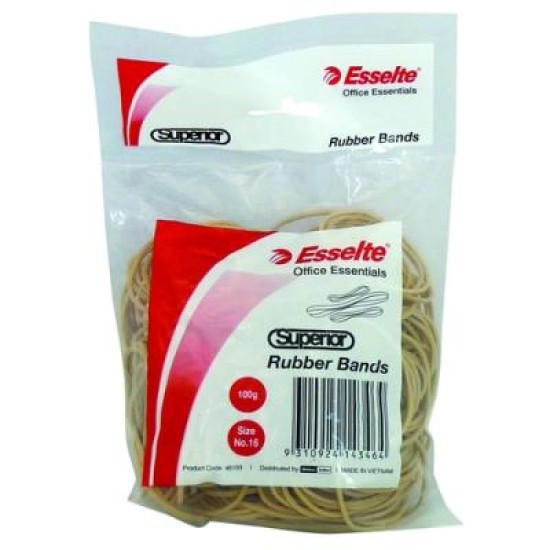 ESSELTE SUPERIOR RUBBERBAND SIZE 16 100GM BX