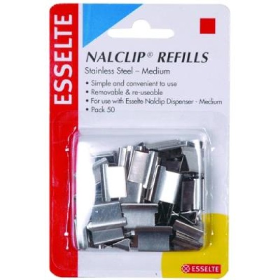 ESSELTE NALCLIP REFILLS MED STEEL PK50