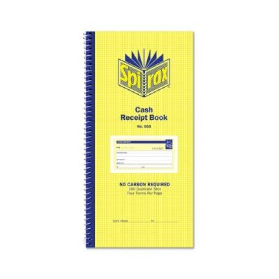 SPIRAX 553 CASH RECEIPT BOOK NCR NUM S/O