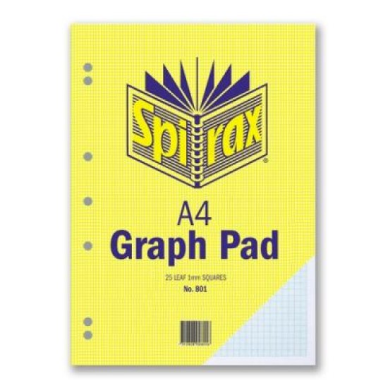 SPIRAX 801 GRAPH PAD 1MM A4 T/O 25 LEAF