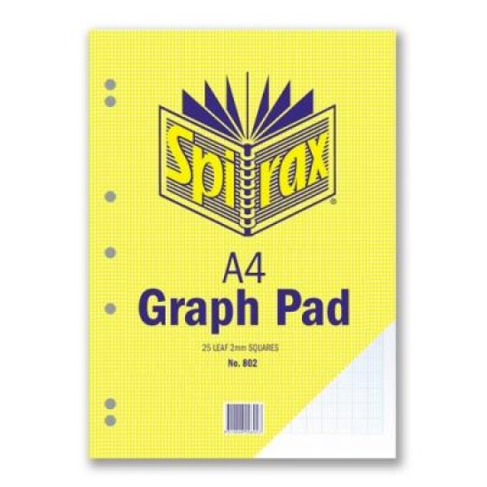 SPIRAX 802 GRAPH PAD 2MM A4 T/O 25 LEAF