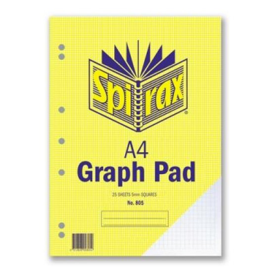 SPIRAX 805 GRAPH PAD 5MM A4 T/O 25 LEAF