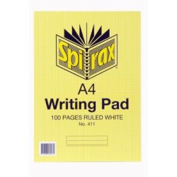 SPIRAX WRITING PAD A4 100PG RULED  WHITE