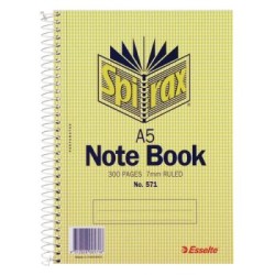 SPIRAX 571 NOTEBOOK A5 S/O 300 PAGES SPIRAX 571 NOTEBOOK A5 S/O 300 PAGES