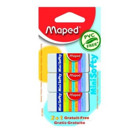 MAPED 12403 MINI SOFTY ERASER 3 PCE PK