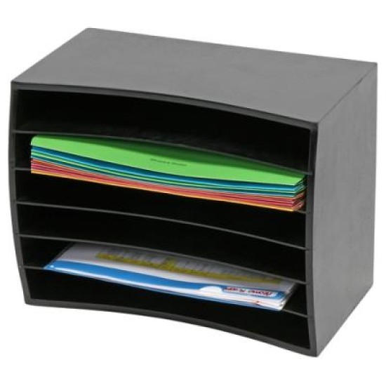 MARBIG WOOD DESKTOP ORGANISER 6 TIER BLACK