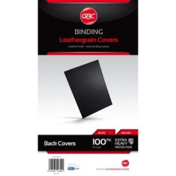 GBC LEATHERGRAIN COVERS BLACK 100PK