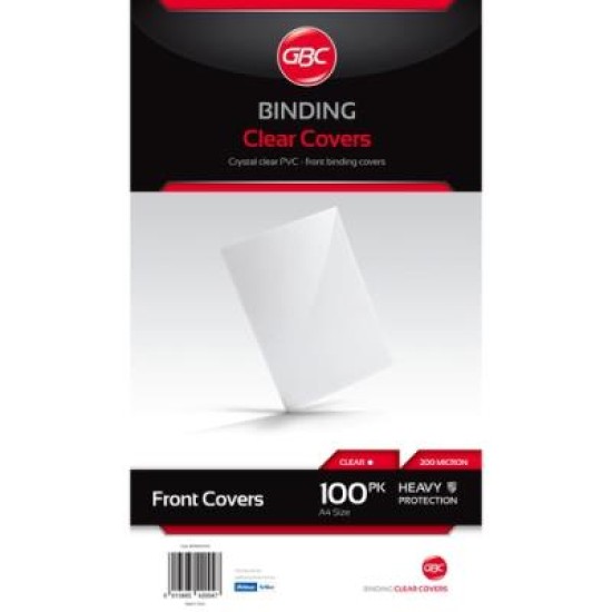 GBC CLEAR COVERS 200 MICRON A4 100PK