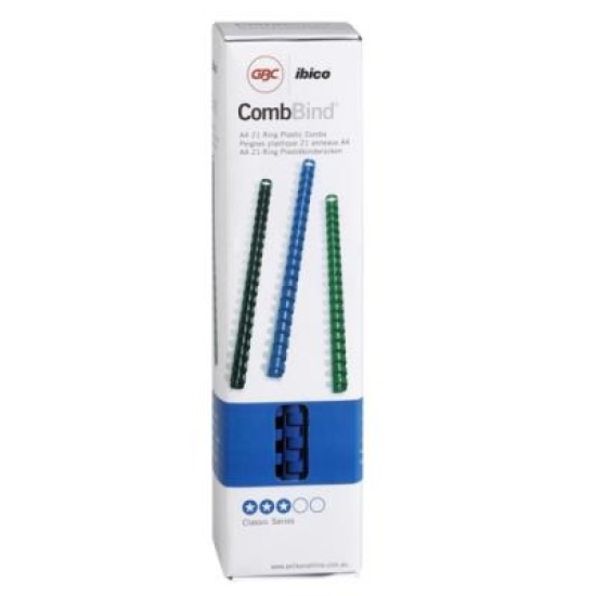 GBC PLASTIC 21 LOOP 10MM BLUE 100PK