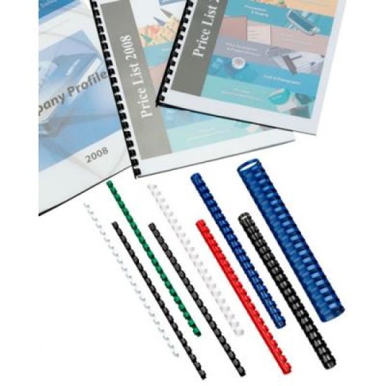 GBC PLASTIC 21 LOOP 12MM WHITE 100PK