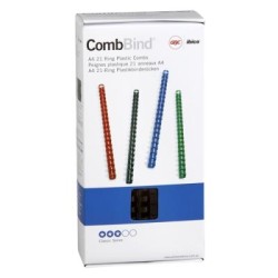 GBC PLASTIC 21 LOOP 14MM BLACK 100PK
