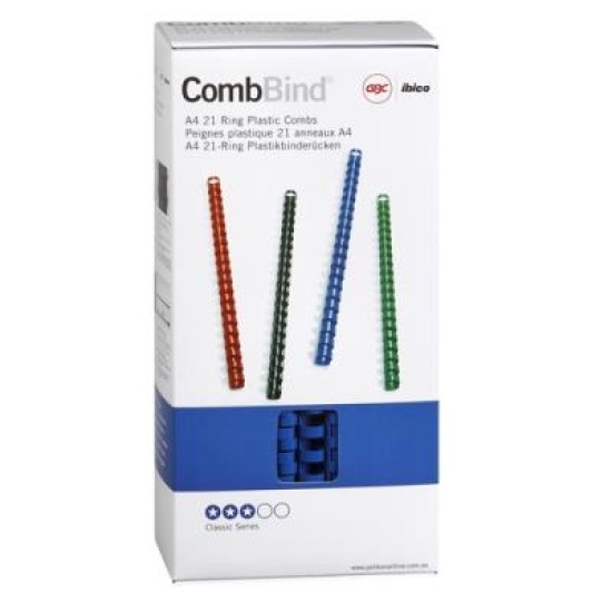 GBC PLASTIC 21 LOOP 14MM BLUE 100PK