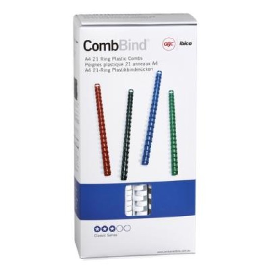 GBC PLASTIC 21 LOOP 14MM WHITE 100PK