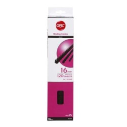 GBC PLASTIC 21 LOOP 16MM BLACK 25PK