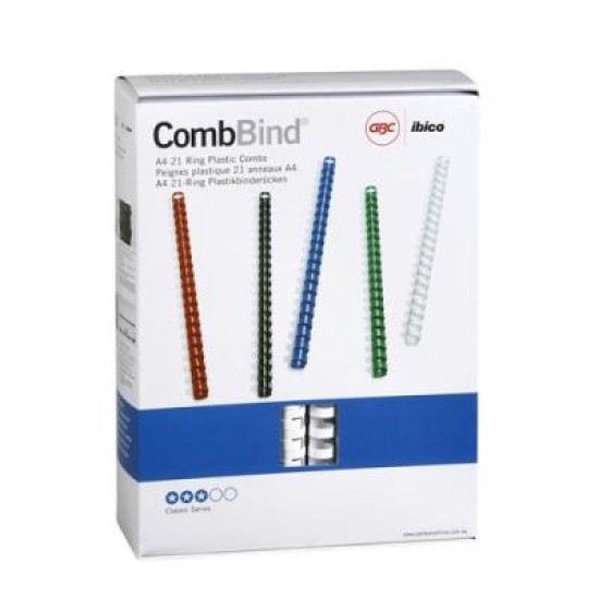 GBC PLASTIC 21 LOOP 16MM WHITE 100PK