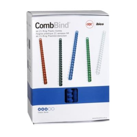 GBC PLASTIC 21 LOOP 19MM BLUE 100PK