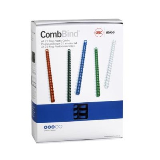 GBC PLASTIC 21 LOOP 25MM BLUE 50PK
