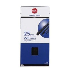 GBC PLASTIC 21 LOOP 38MM BLACK 20PK