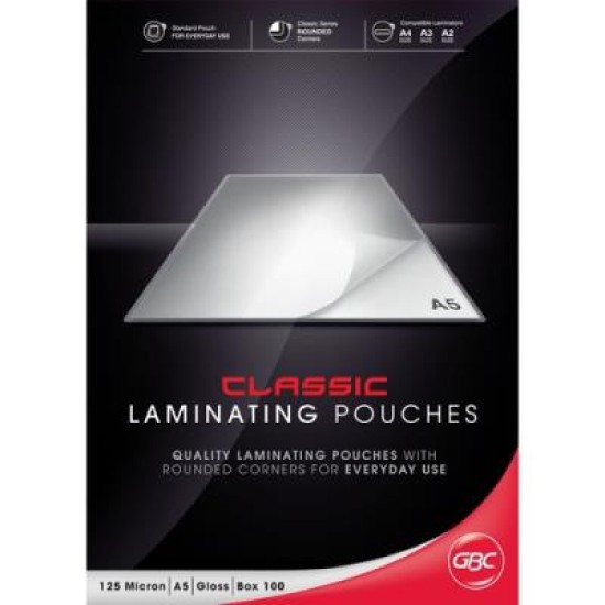 GBC A5 125 MICRON POUCHES 100PK