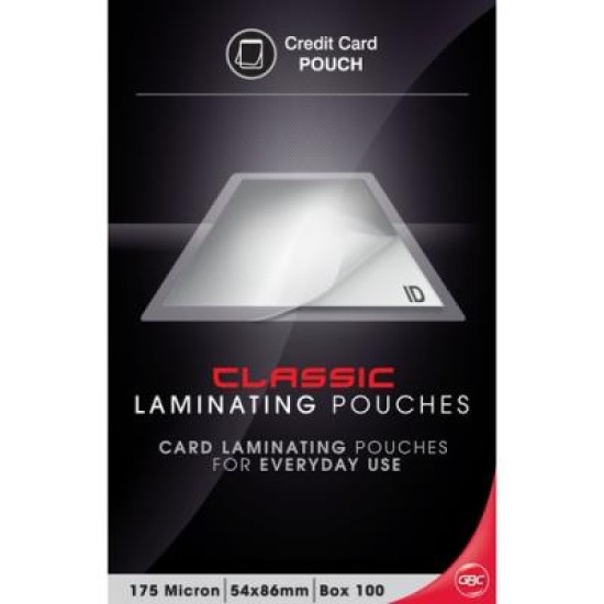 GBC 54X86 175 MICRON POUCH CREDIT 100PK